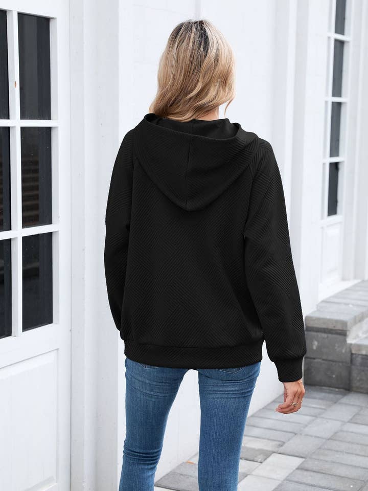 Lovesoft - Wholesale Hoodie - Women's - Textured Chevron Hoodie | Cozy Pullover Kangaroo Pocket2