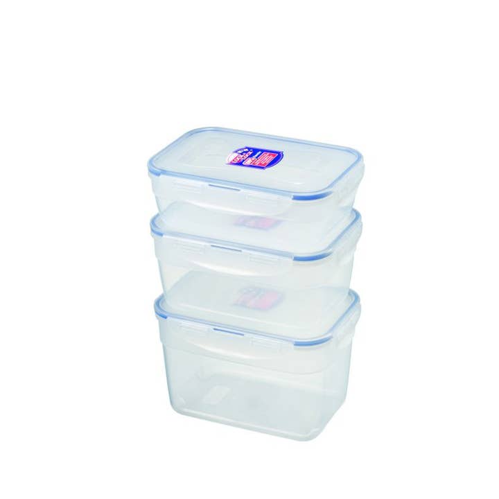 Set de 3 boîtes rectangulaires basses emboîtables pour la vente par Lock & Lock