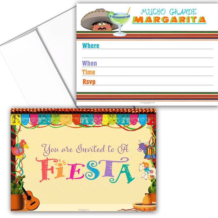 Fiesta Mexican-Themed Fill-in Party Invitations & Envelopes for wholesale by Stonehouse Collection