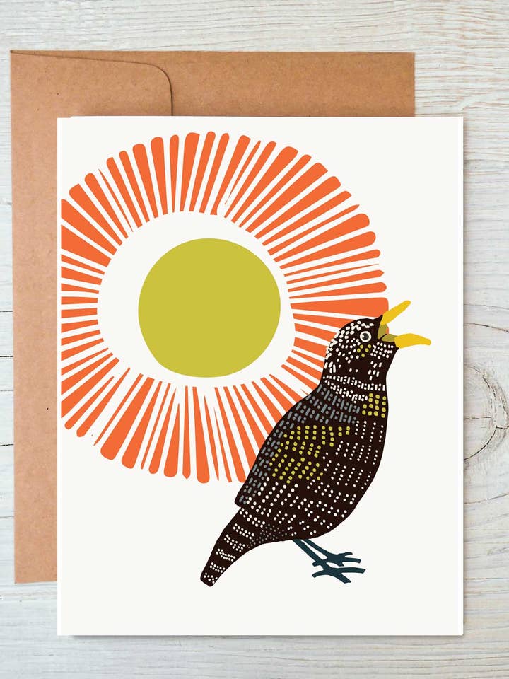 European Starling Backyard Birds A2 Blank Greeting Card for wholesale by Ginger G. Art