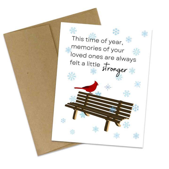 Holiday Sympathy Card, Holiday Cardinal Card, Julkort för wholesale av Butterflies + Halos