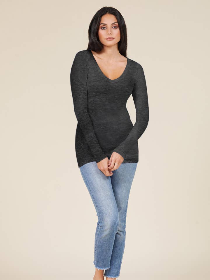 CUELLO EN V DE MANGA LARGA para venta al por mayor de LA Made Clothing