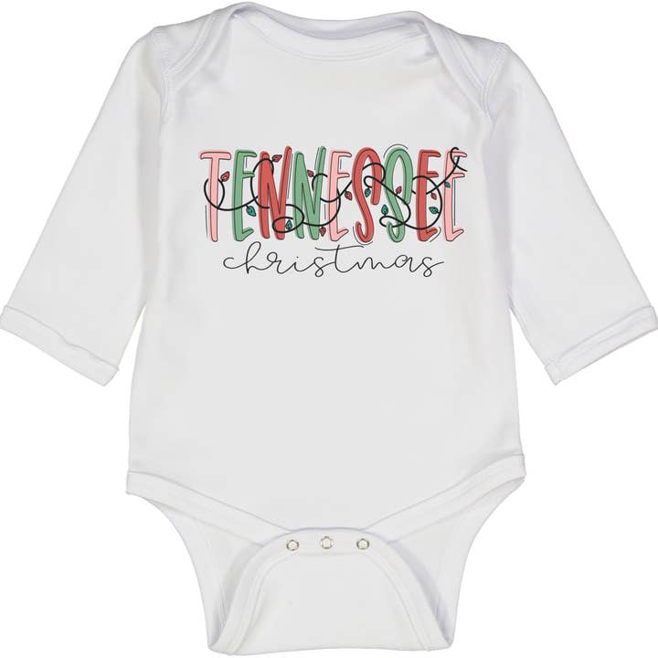 Initial Request - Wholesale Bodysuit (Non-Footed) - Baby - Tennessee Christmas Holiday Lights Long Sleeve Onesie for Baby