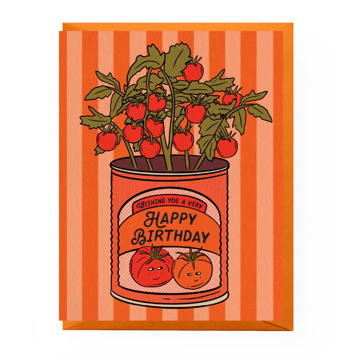 Carte d'anniversaire Tomate pour la vente par Boss Dotty Paper Co.