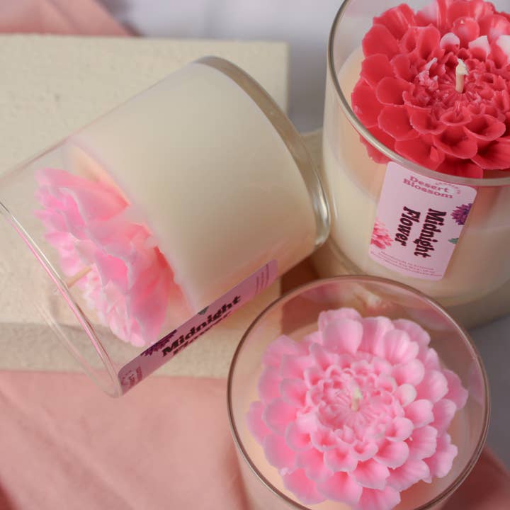 Dahlia Noir Novelty Candle for wholesale by Desert Blossom Candle Company