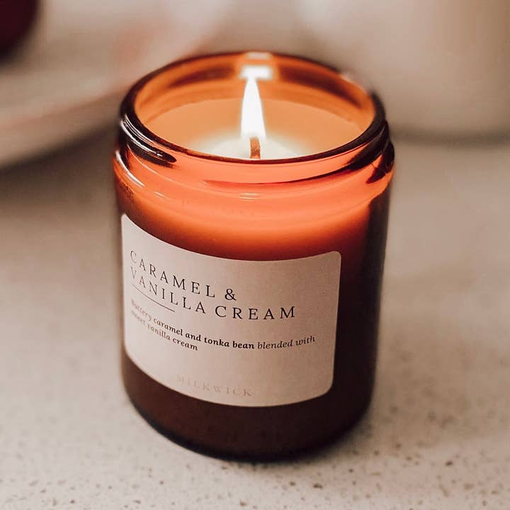 M I L K W I C K - Wholesale Jar/Filled Candle - Caramel & Vanilla Cream0