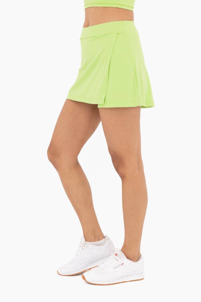 Mono B - Wholesale Skort - Women's - GREEN - A-Line Side Slit Tennis Skort1