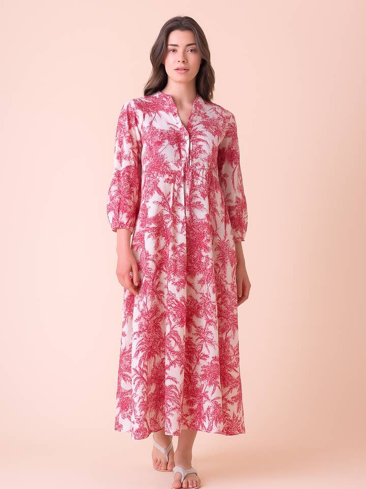 Piazza Dress Pink Sketch AN825G for wholesale by Handprint Dream Apparel