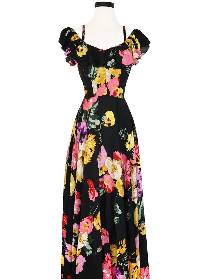 Hollywood Lange Jurk - Museum Bloemmotief voor wholesale door TRASHY DIVA