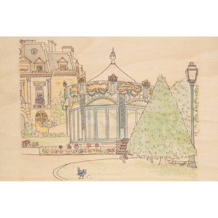 Wood Postcard Parisian Displays Carousel for wholesale by Woodhi