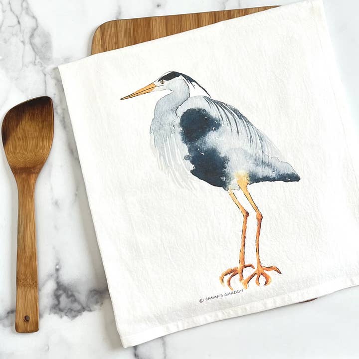 Heron Flour Sack Tea Towel for wholesale by Chavah's Garden – Chavah's Garden