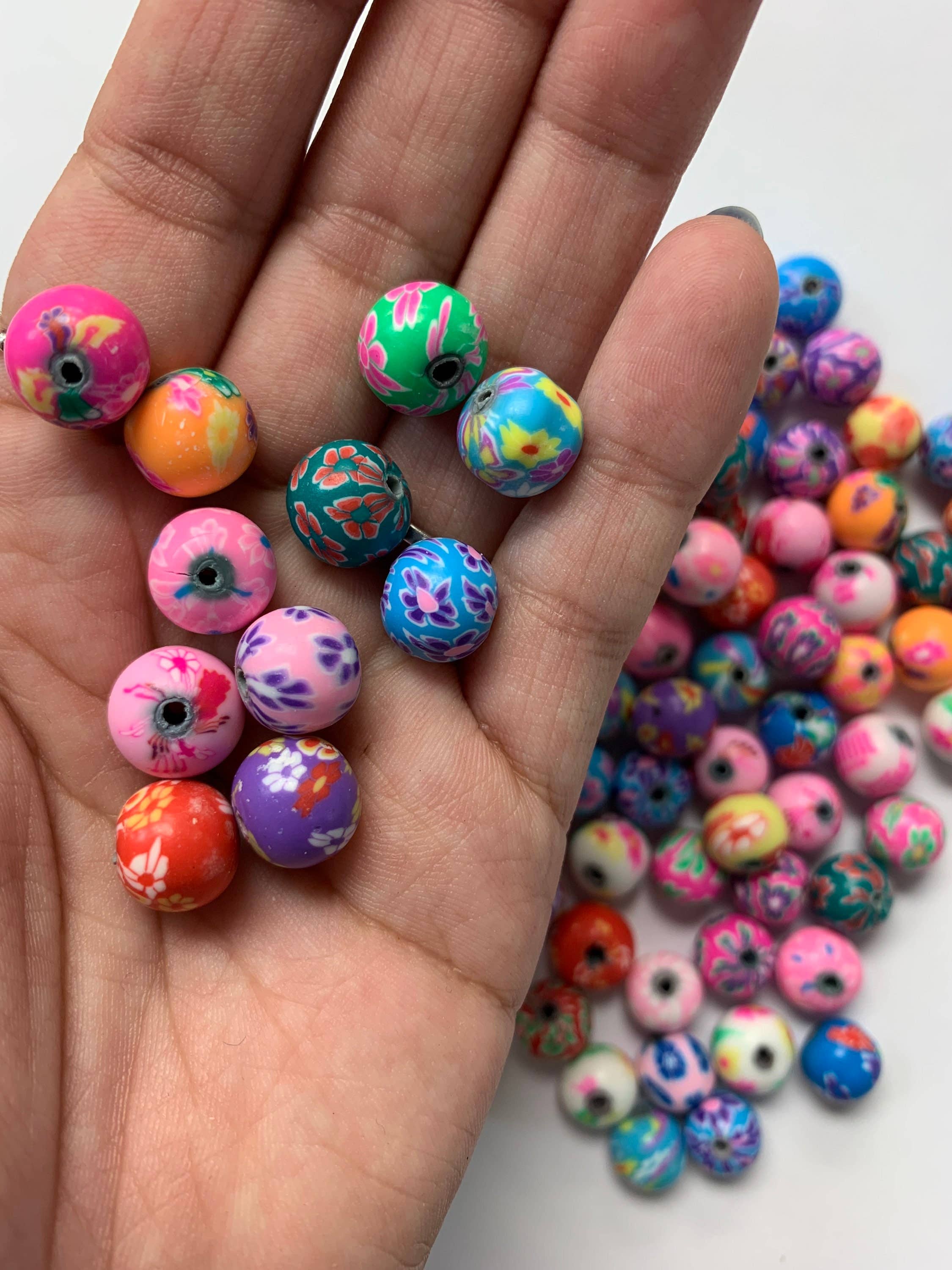 The Bead Bazaar - Wholesale Beads - 100 Bright Flower Beads, 90's Boho Accent Flower Beads, Colo7