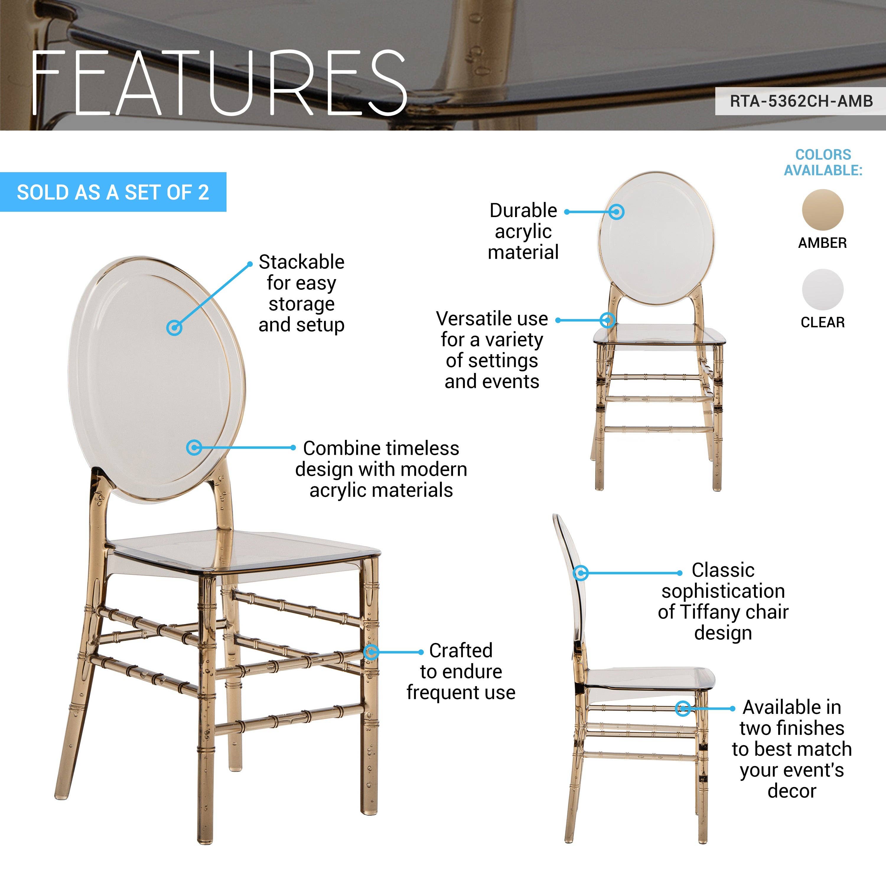 RTA Products LLC - Wholesale Chair - Stackable Ghost Style Acrylic Event Chairs – Set of 211