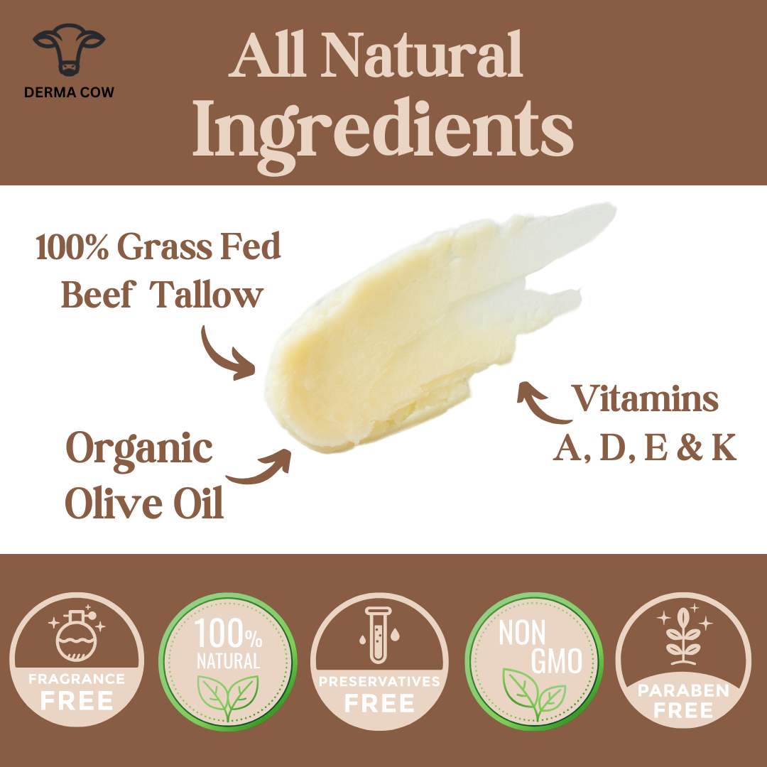 Derma Cow - Wholesale Healing Salve/Balm/Cream - Tallow Balm, 100% Grass Fed Beef Tallow, Unscented- 2oz2