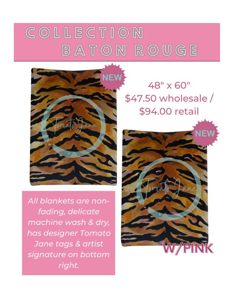 Tomato Jane - Wholesale Throw Blanket - Baton Rouge Collection throw blankets, tiger1
