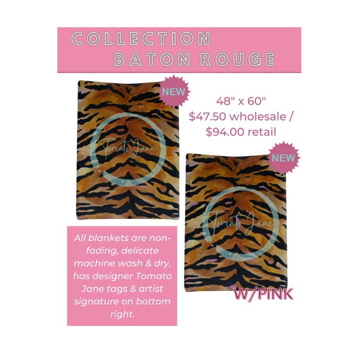 Tomato Jane - Wholesale Throw Blanket - Baton Rouge Collection throw blankets, tiger1