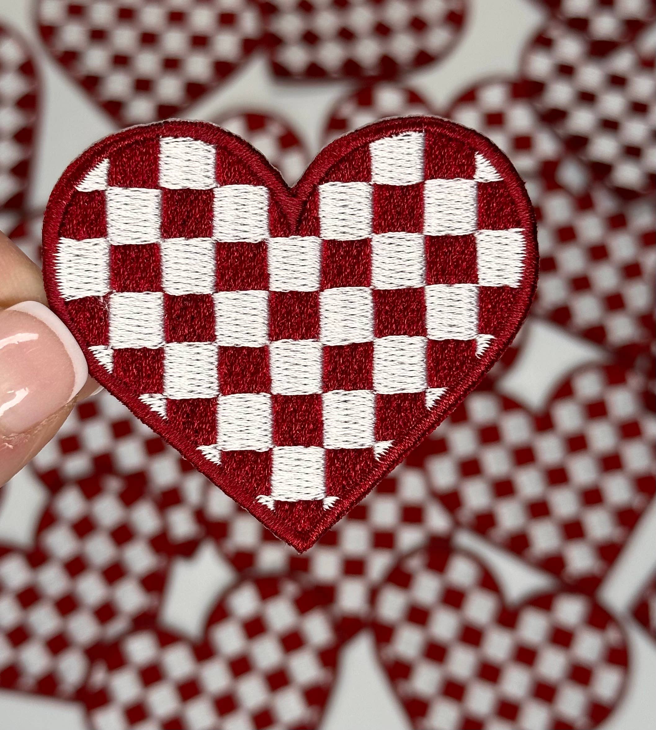 Aloe and Milk Boutique - Wholesale Hat Accessory - Women's - Checkered heart, heart patch, checkered patch, game day10