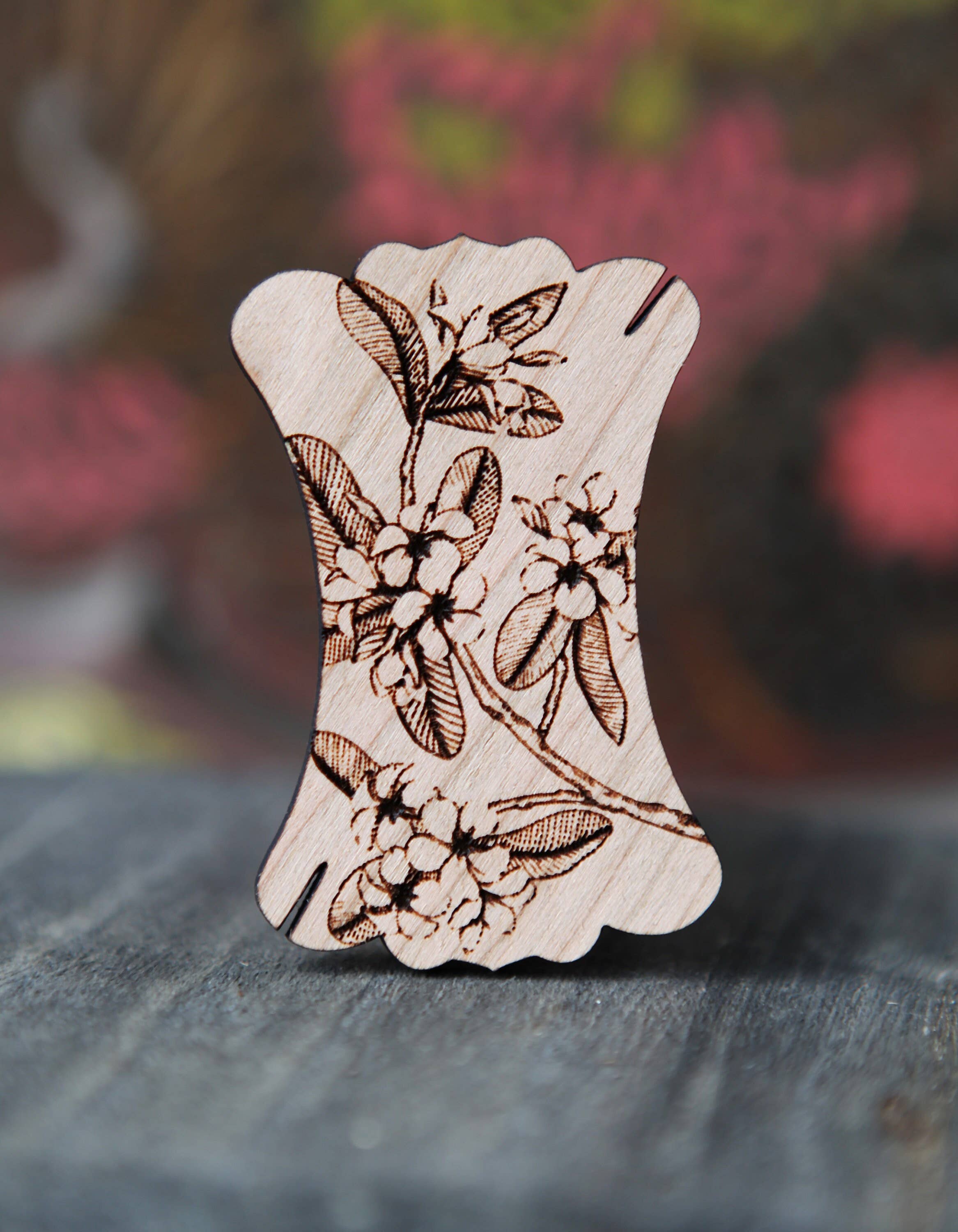 Sunrise Grove - Wholesale Embroidery/Cross Stitch Supplies - Cherry Wood Plumeria Embroidery Floss Thread Card Winder7