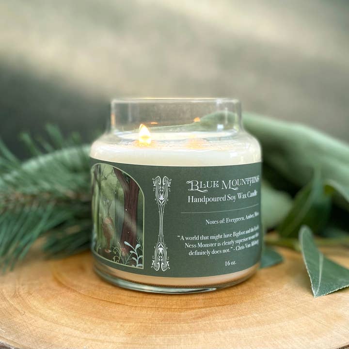 Folklore Candle Works - Wholesale Jar/filled candle - Blue Mountains || 16 oz. Cryptid Themed Candle | Cedar Scent6