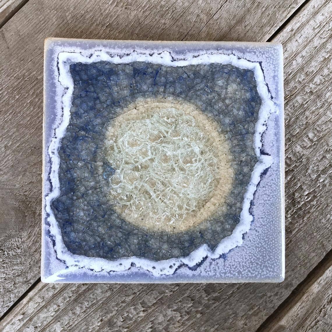 Dock 6 Pottery - Vente Sous-verre - Sous-verre Geode Crackle, individuel, 4 « x 4", verre fondu20