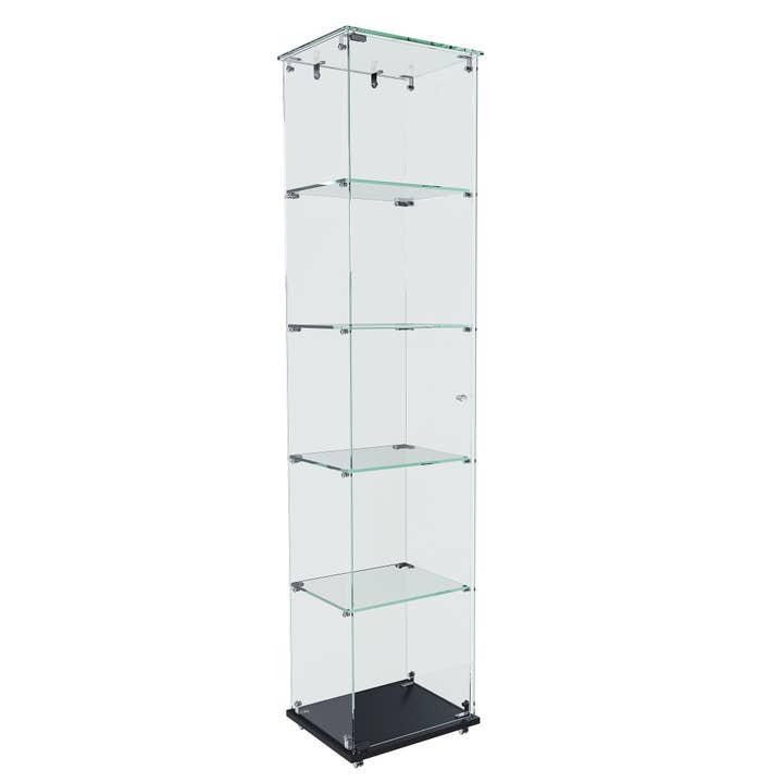 39F Inc. - Wholesale Bookcase - Premium 5-Tier Glass Display Case with 5 Dynamic LED Modes, Single Door Tempered Glass Bookshelf for Collectibles & Decor, Floor Standing Display Cabinet for Home & Office, Easy Assembly20
