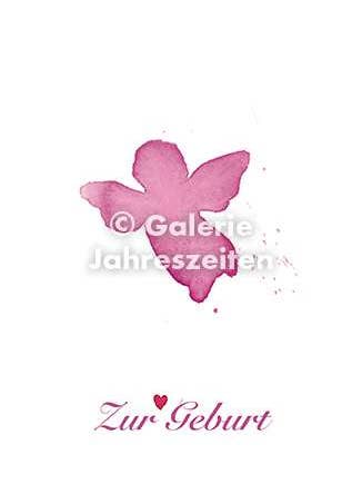 For birth - angel pink art folding card for wholesale by Karen Utermann Galerie Jahreszeiten
