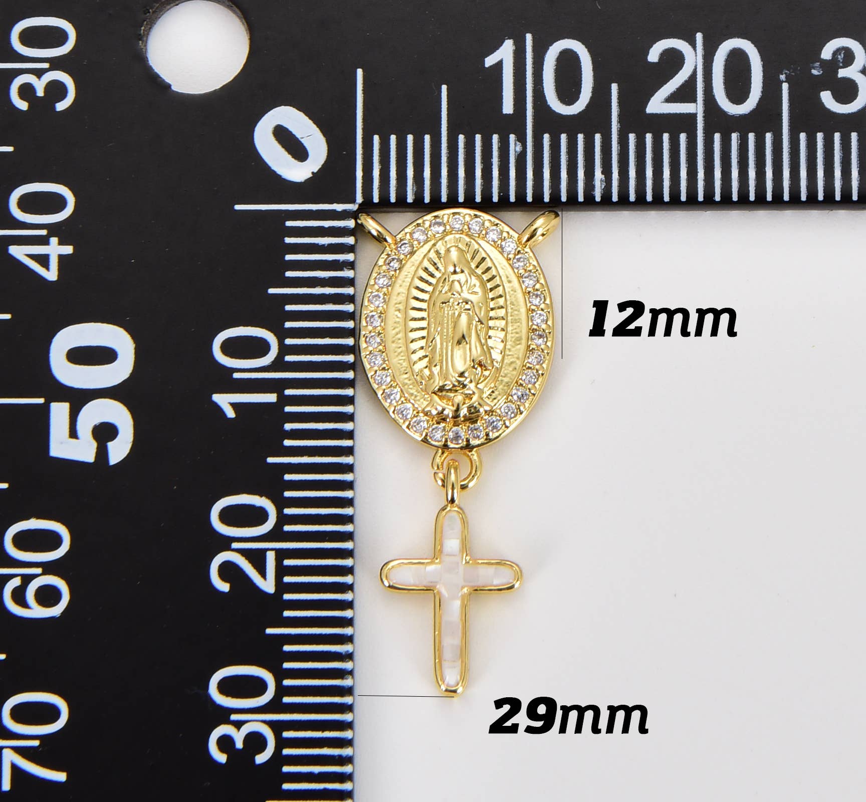 Beads Creation - Wholesale Individual Charm/Pendant - Virgin Mary Centerpiece Y Connector Rosary Charm, CN4524