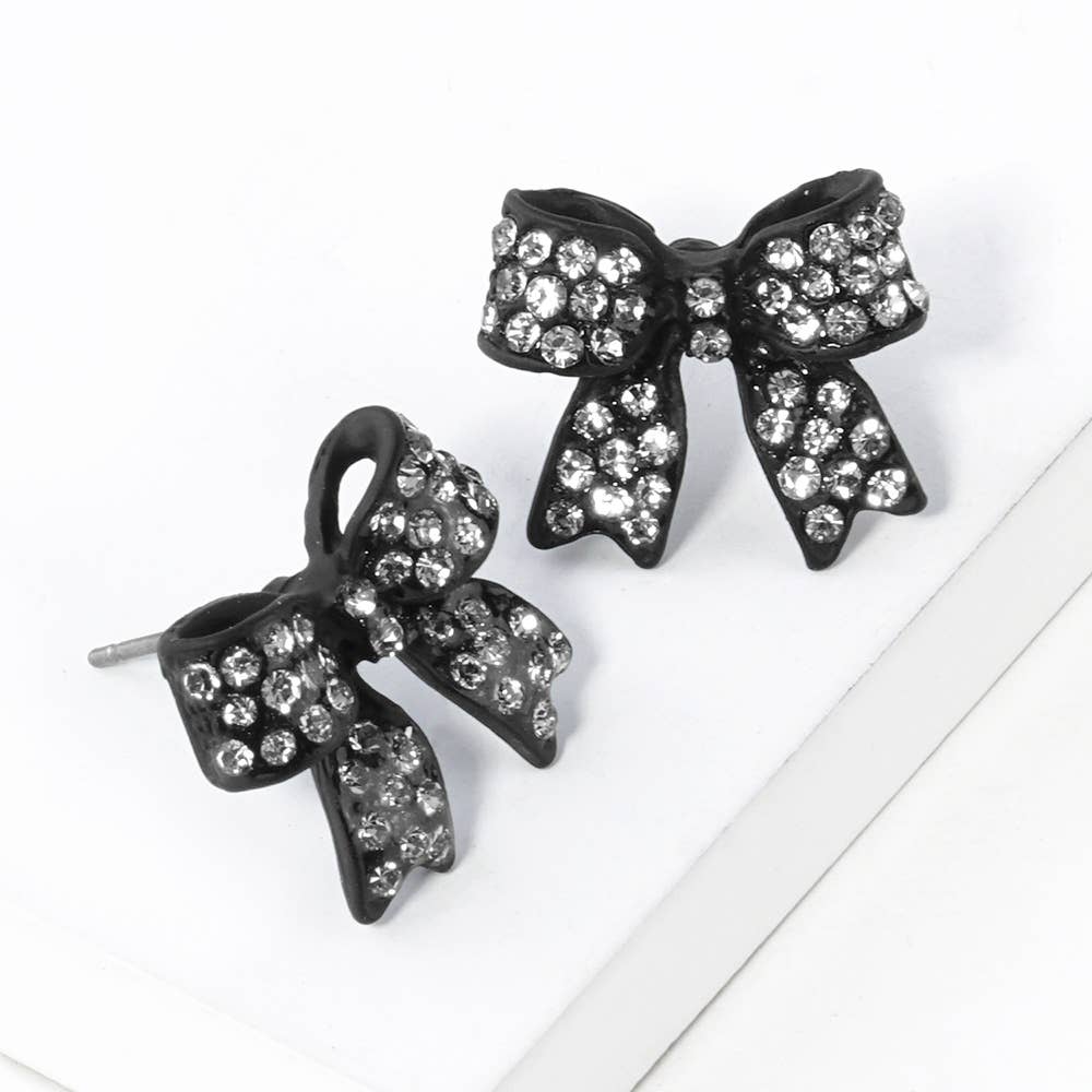 Sensibling Corp. - Wholesale Stud/Post Earrings - Crystal Rhinestone Pave Bow Stud Earrings
27