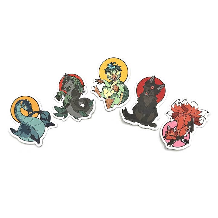 Ensemble d'autocollants Folk & Fable (Série Un) pour la vente par Playing Possum Clothing Co.