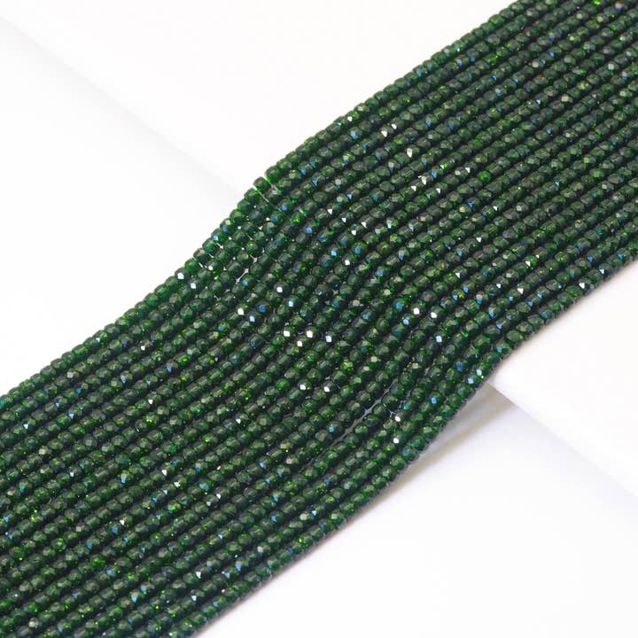 Contas de Rondelle Fachadas Verde Goldstone, 2x3mm, SKU #U1634 por atacado de BestBeads&Beyond