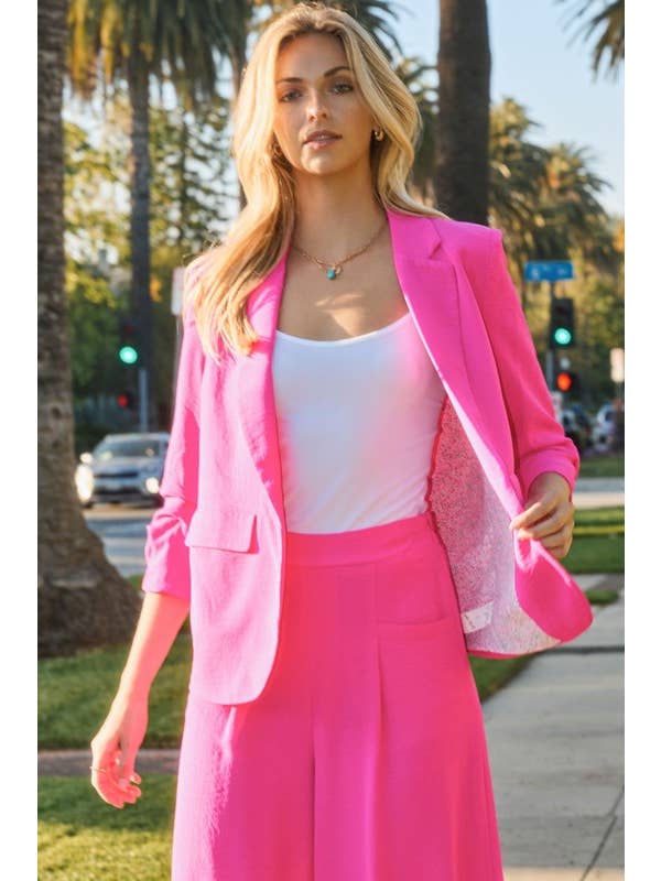 Oddi - Wholesale Blazer - Women's - Solid Woven Collared Blazer