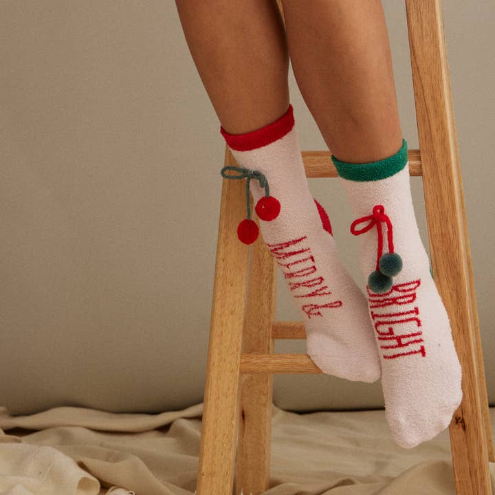 Assorted Holiday Fuzzy Socks Gift Set – 4 Pairs for Christmas Gift for wholesale on Faire3