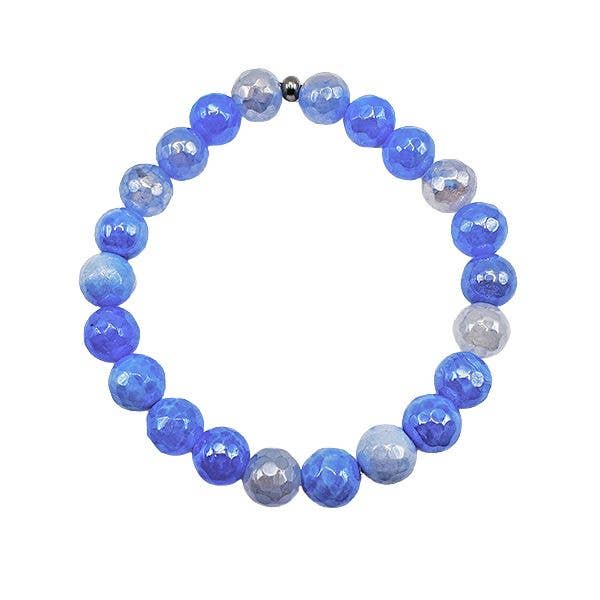 Positivity & Passion - Bracelet pervenche en agate de feu 8 mm pour la vente par Featherly