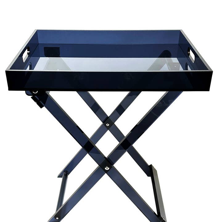 DesignStyles Home - Wholesale Side table - Smoke Acrylic Black Foldable Table with Handles1