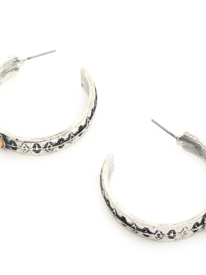 BEADED WESTERN PATTERN OPEN HOOP EARRING AE-5581 for wholesale by anbfashion