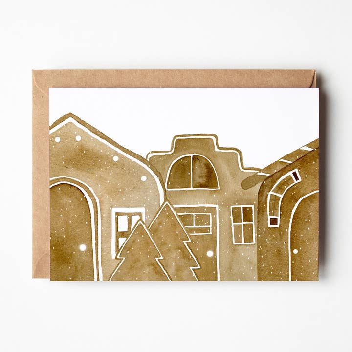 Gingerbread Christmas Village Card for wholesale by modbymae