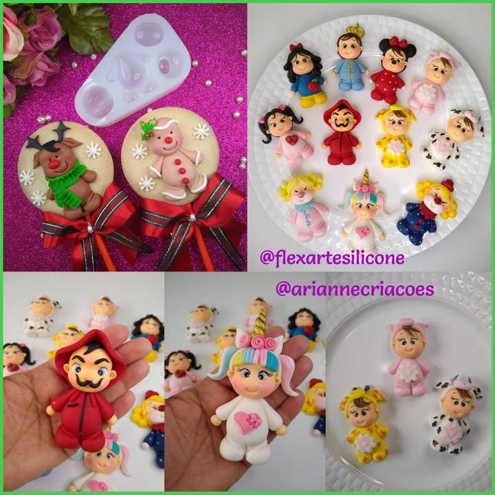 Cartoon Princess Doll Varied Caricatures Silicone Mold Cake Topper Cupcake Decorating Fondant Baking Mold Chocolate Candy Mould DIY for wholesale by Flexarte USA