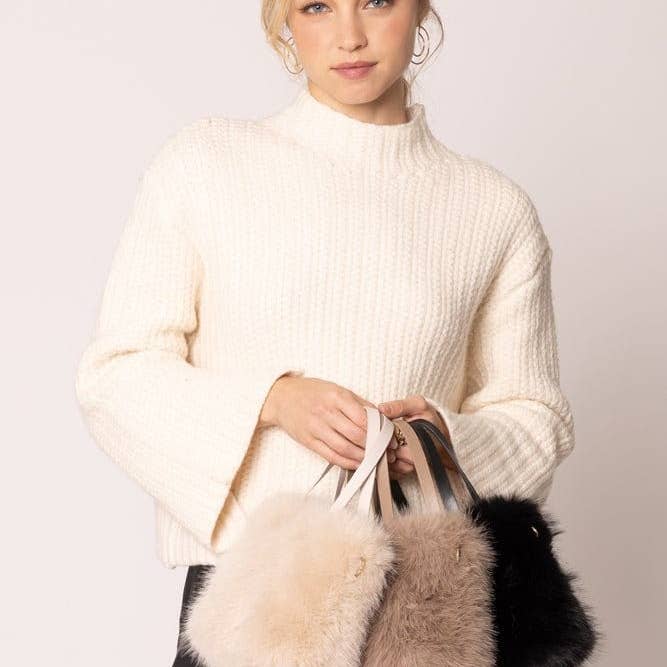 MiMi Wholesale - Wholesale Tote Bag - Women's - WBR420036 Mini Faux Fur Tote/Crossbody Bag