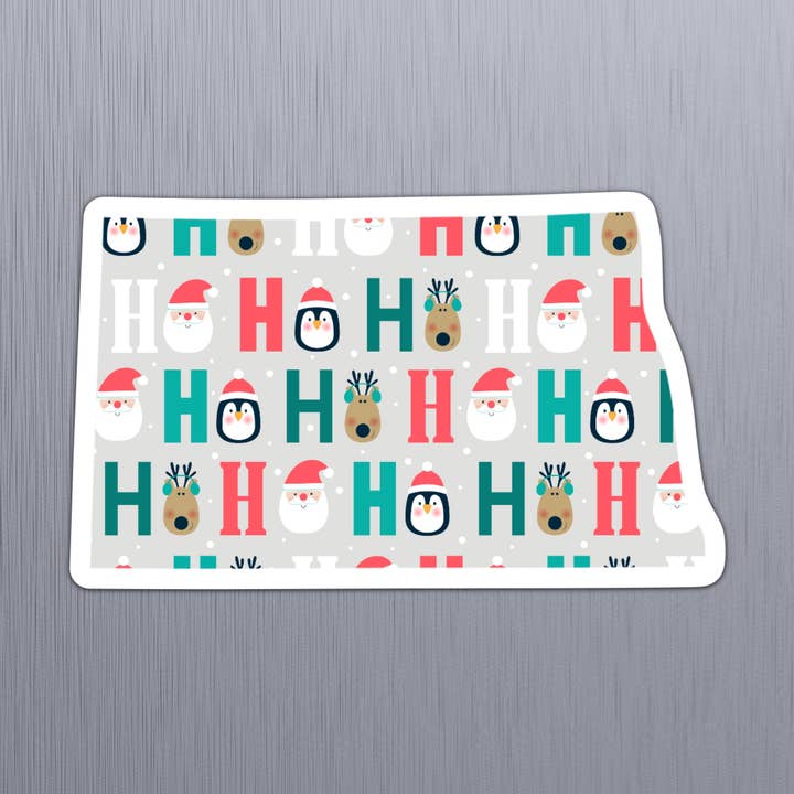 North Dakota "HoHoHo" State Magnet for wholesale by The State Stickers