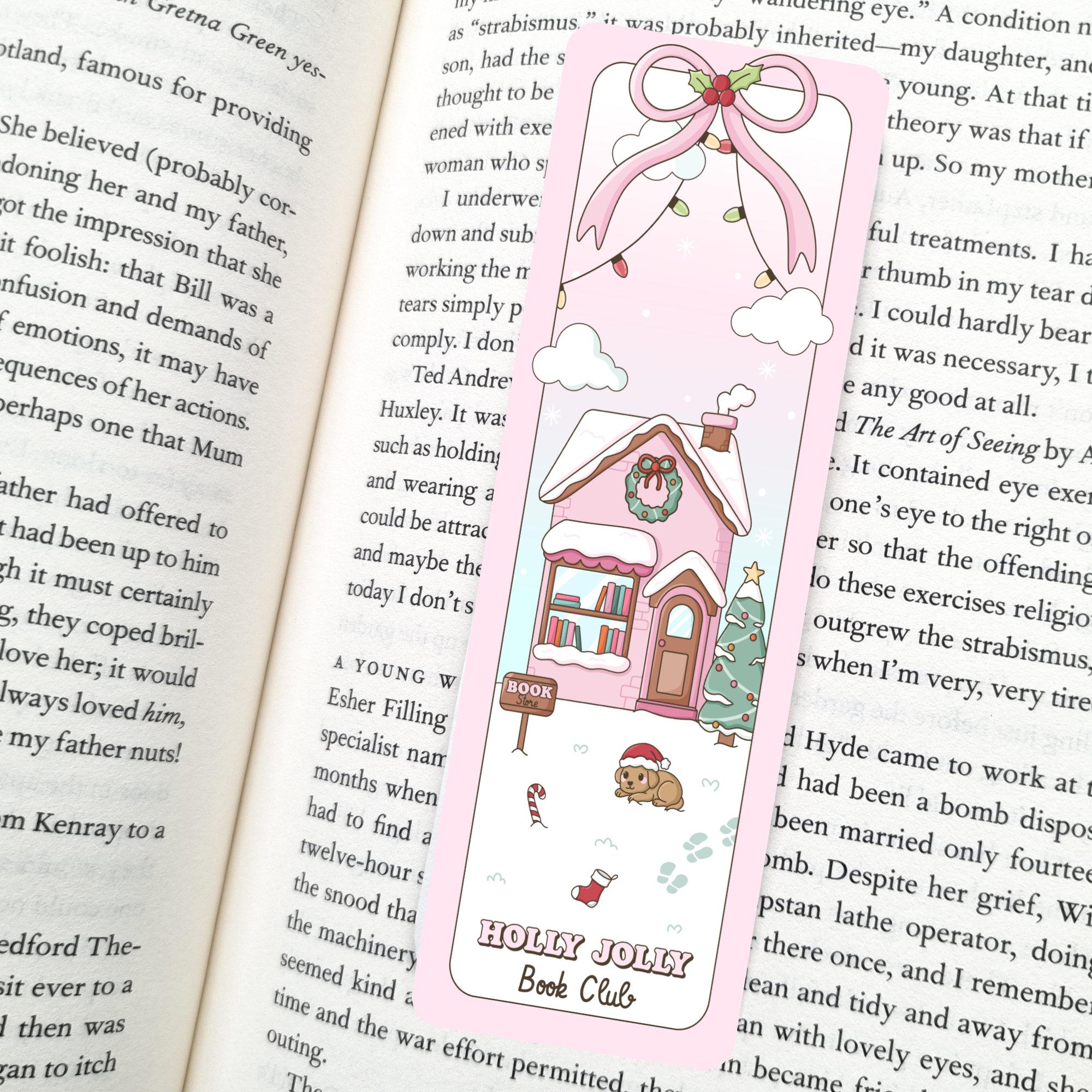 Indie Heart Studio - Wholesale Bookmark - Holly Jolly Book Club Bookmark1