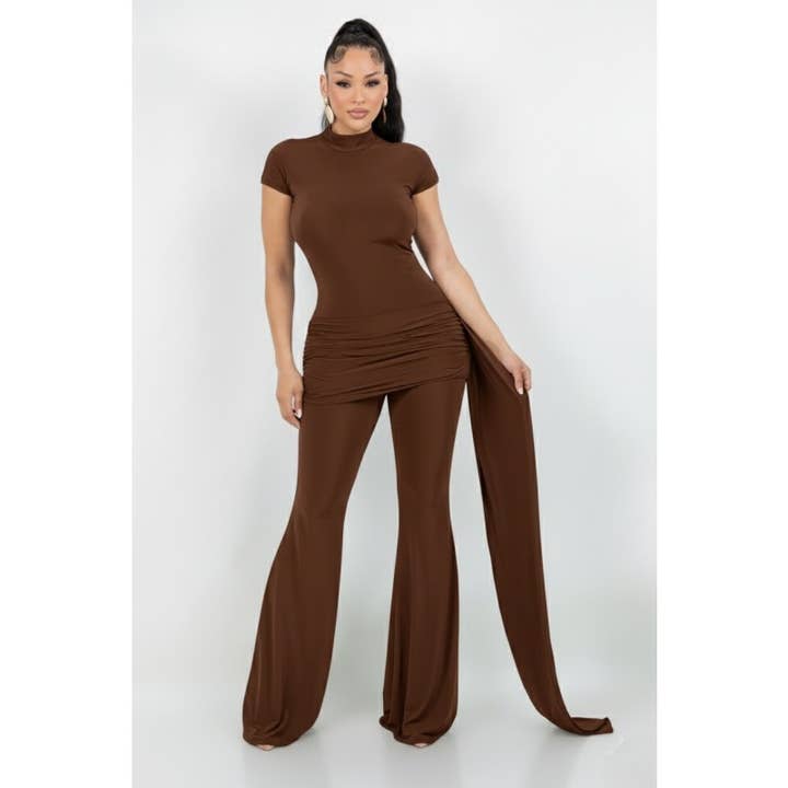 ANSTRÄNGNINGSLÖS ELEGANS DRAPERAT BYXSET för wholesale av Black Pearl Clothing