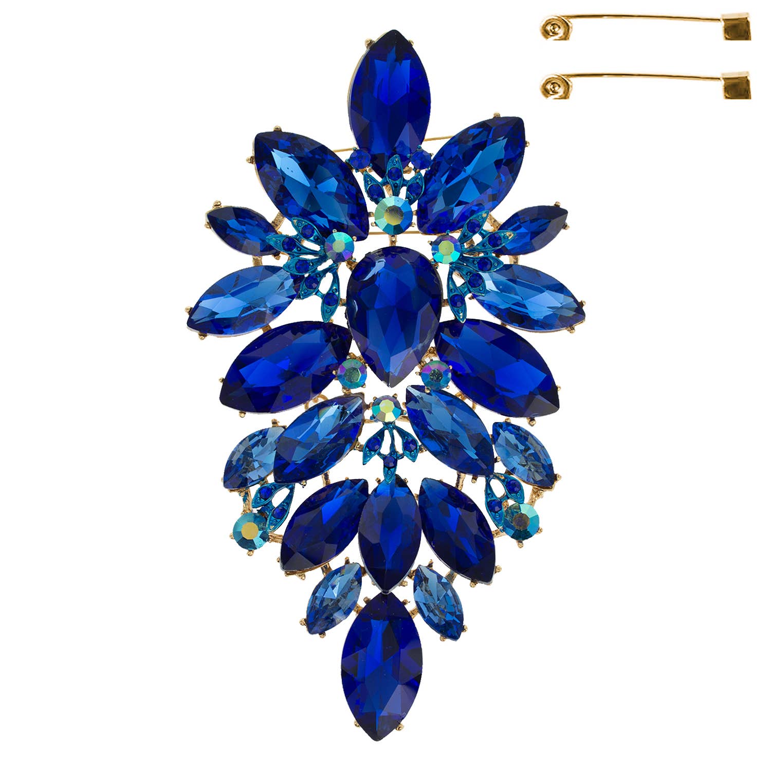 SP Sophia Collection - Wholesale Brooch - Floral Geo Shape Jeweled Cluster Brooch Pin 7