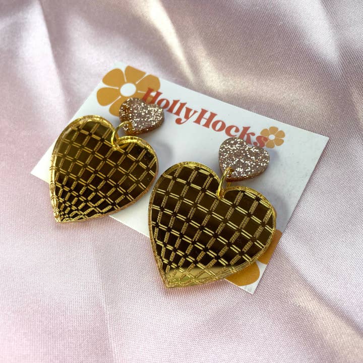 HollyHocks Jewellery - Wholesale Dangle earrings - Disco Love Heart Acrylic Earrings5