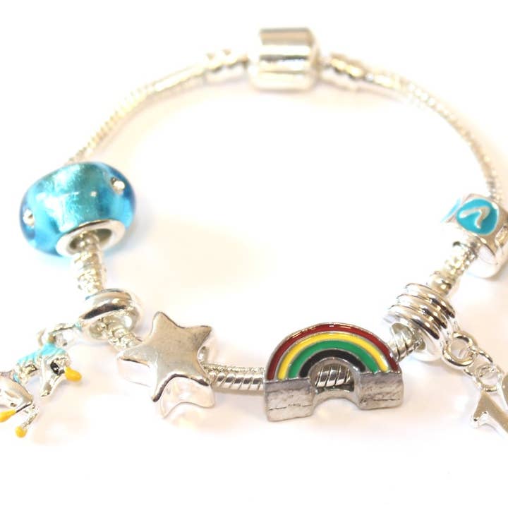 Children's 'Magical Unicorn 10th Birthday' Silver Plated Charm Bead Bracelet for wholesale by Liberty Charms