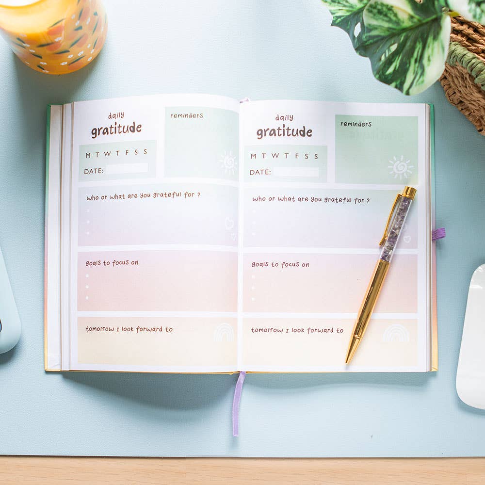 Something Different Wholesale - Wholesale Journal/Diary - Multicoloured Gratitude Journal with Amethyst Pen1