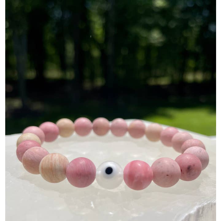 Evil Eye Armband, Rhodonit Evil Eye Armband für den Großhandel von Stone+Sage
