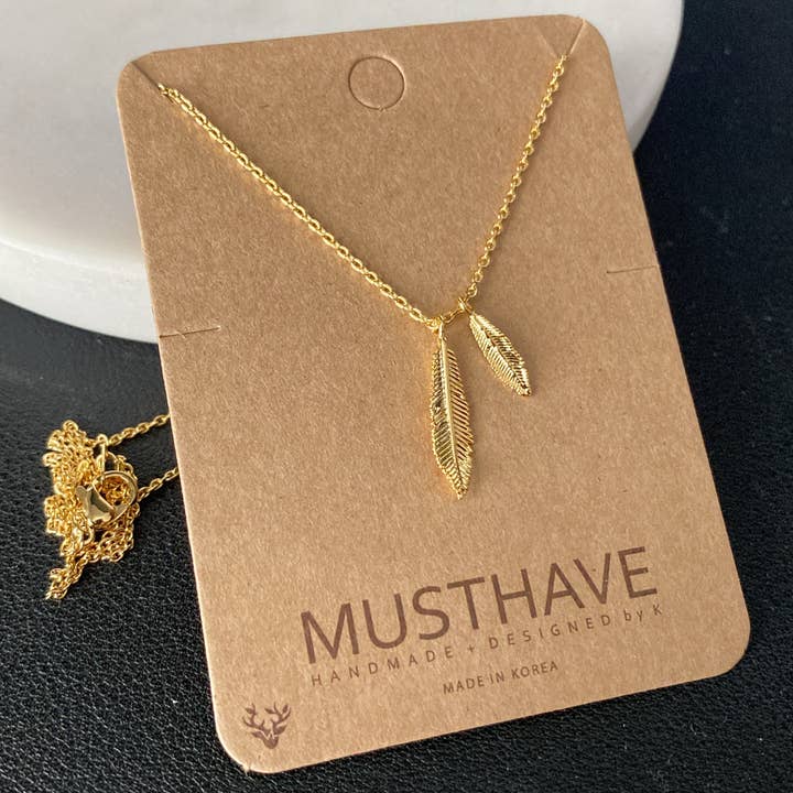 musthavemustget - Wholesale Pendant/Charm Necklace - Double Feather Necklace