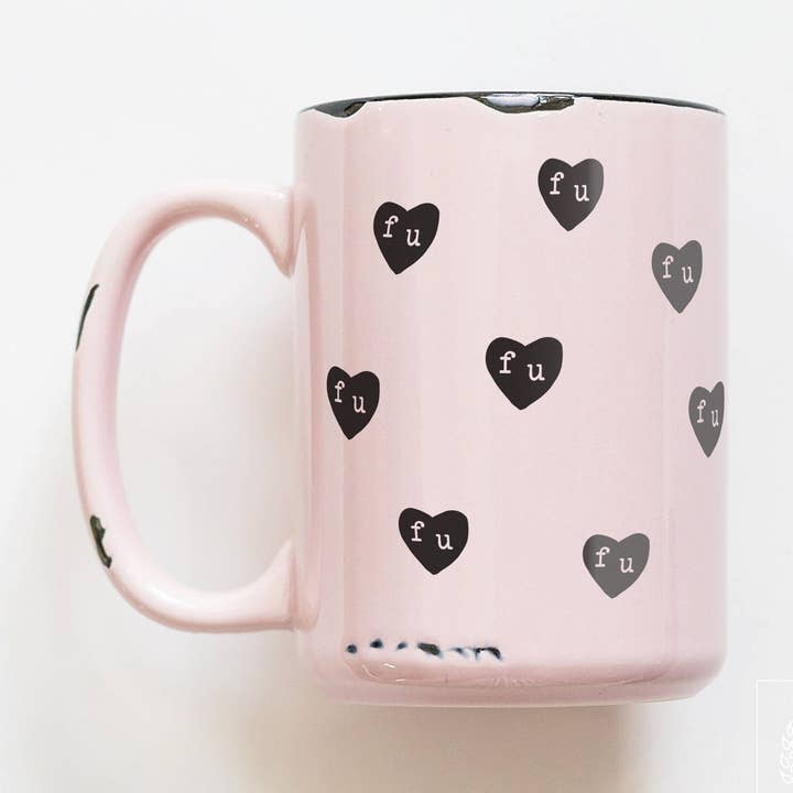 fu hearts | ceramic mug for wholesale by Prairie Chick Prints