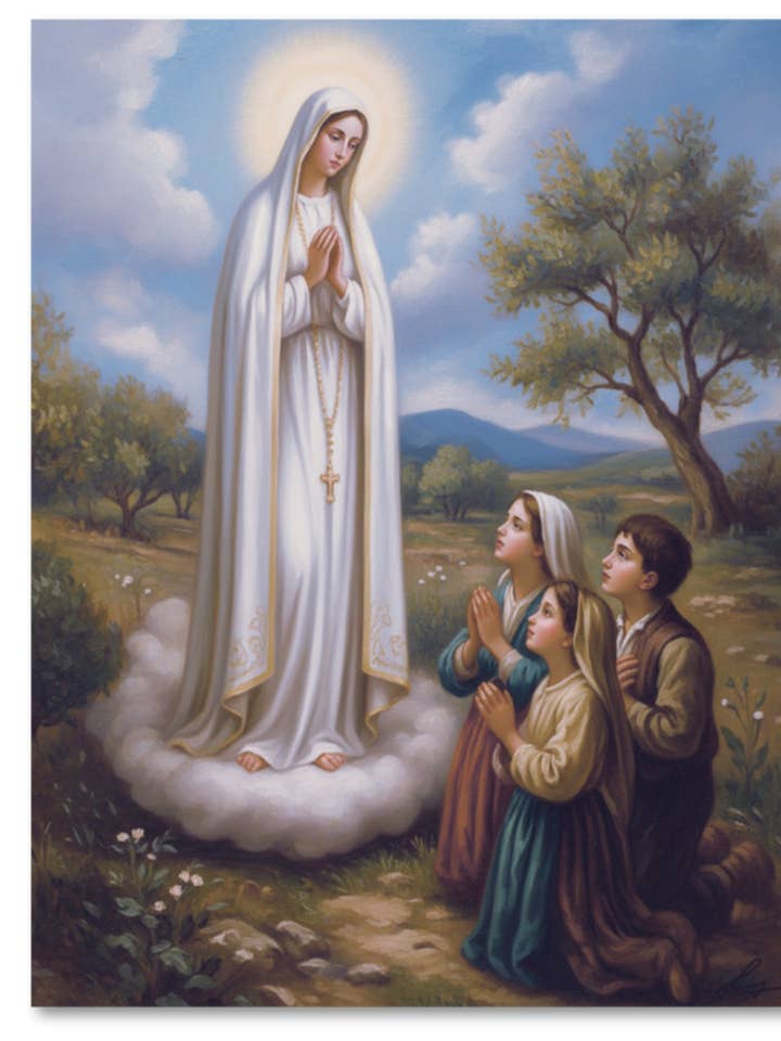 Vor Frue af Fatima Ikon – Åbenbaring af Jomfru Maria i Fatima, Portugal, Katolsk Mariansk Andagtsikon for engroshandel hos Iconsofsaints