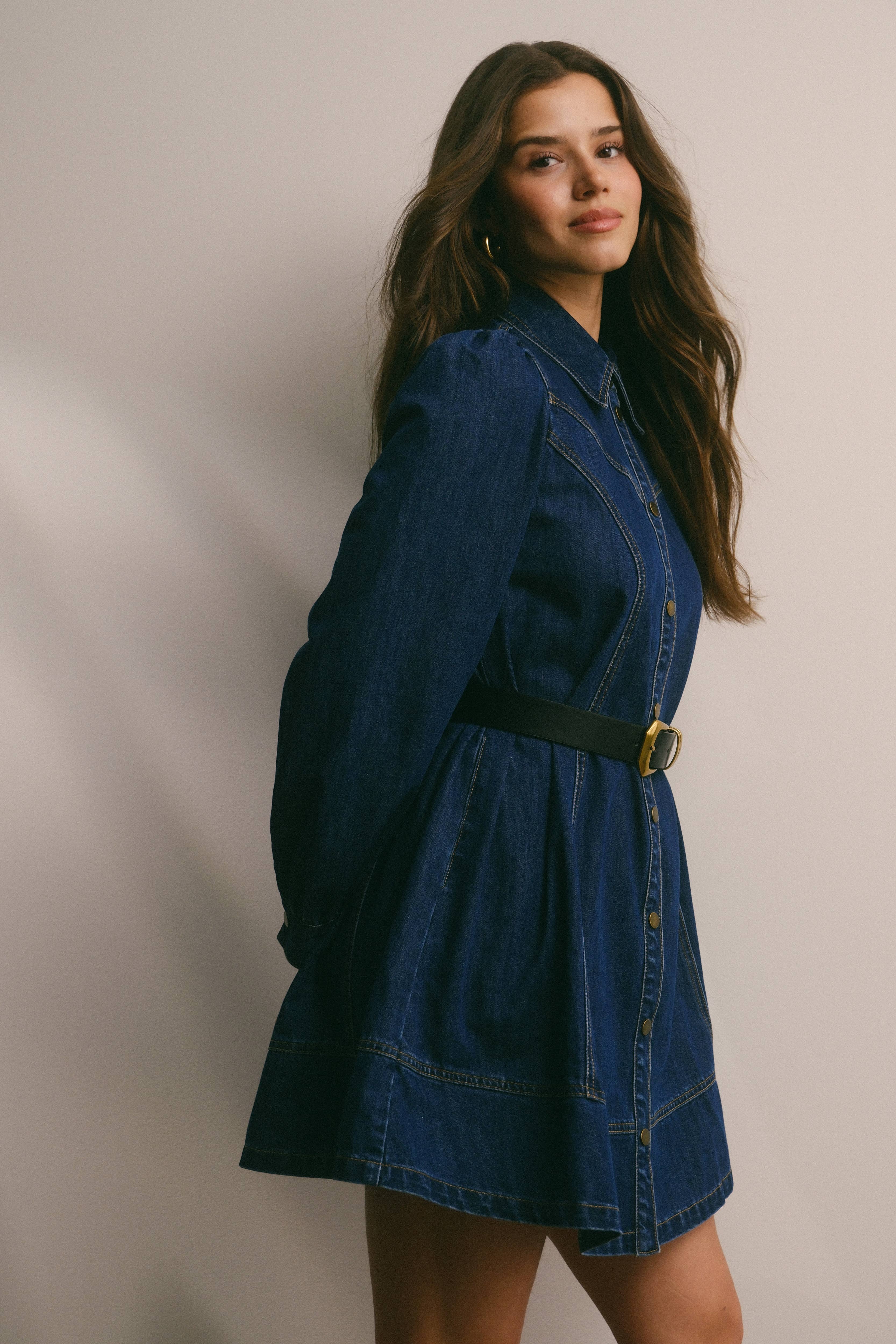 Forte - Wholesale Dress - Women's - Western Seam Denim Mini Dress FD00012